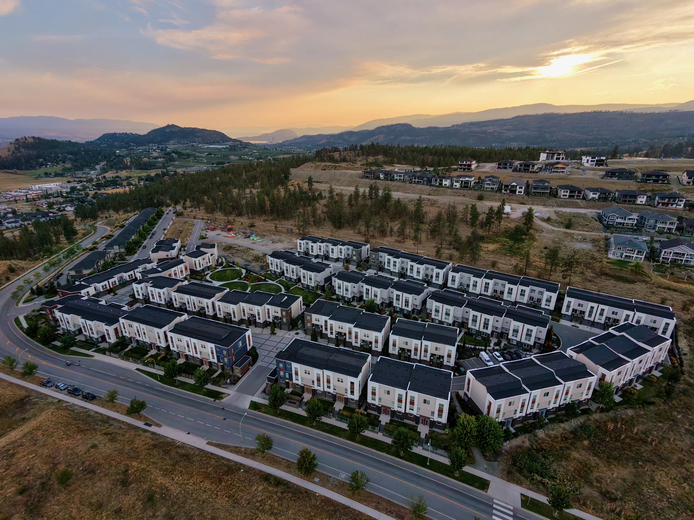 Aerial view of Academy Ridge at golden hour