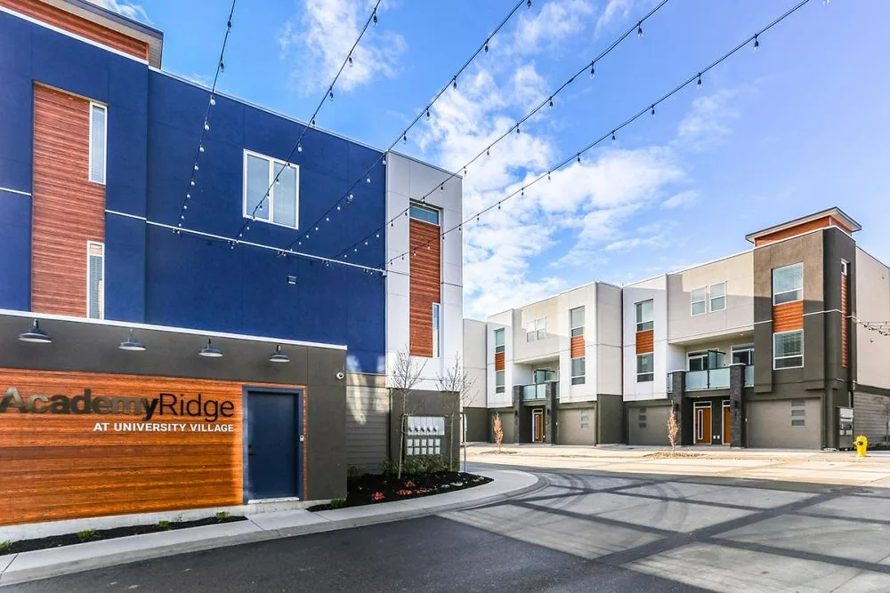 Academy Ridge signage at the community entrance