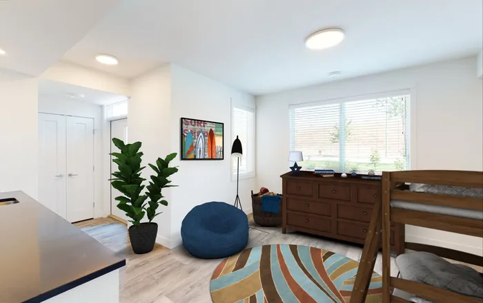 A lock-off flex room, furnished