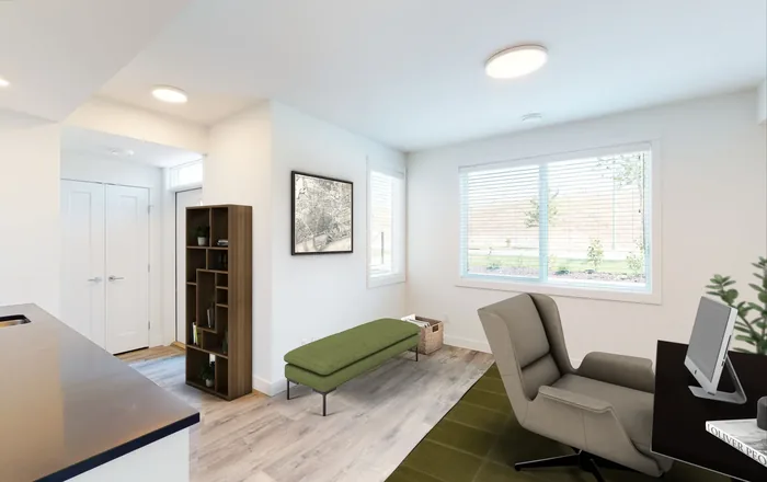 A lock-off flex room, furnished